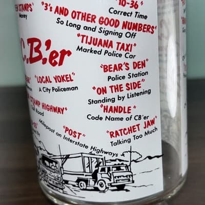 Vintage C.B.'er CB Radio Sayings Lingo 32 oz Drinking Glass Trucker Driver Gift - Thumbnail 3