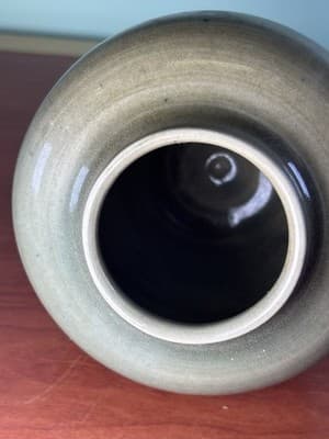 5" Studio Art Pottery Vase Green/Blue Brown High Glaze Nice Form And Heavy - Thumbnail 4