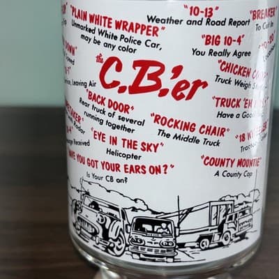 Vintage C.B.'er CB Radio Sayings Lingo 32 oz Drinking Glass Trucker Driver Gift - Thumbnail 5