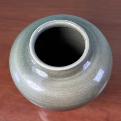 5" Studio Art Pottery Vase Green/Blue Brown High Glaze Nice Form And Heavy - Thumbnail 3