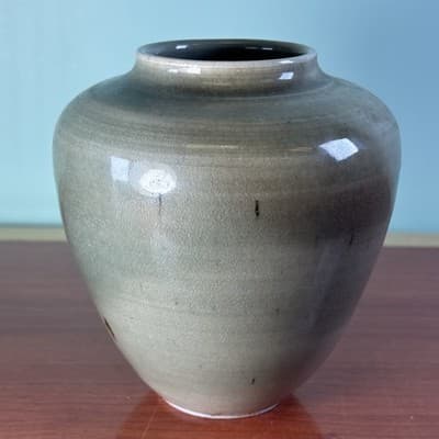 5" Studio Art Pottery Vase Green/Blue Brown High Glaze Nice Form And Heavy - Thumbnail 7
