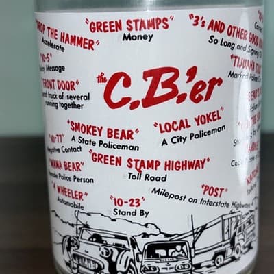 Vintage C.B.'er CB Radio Sayings Lingo 32 oz Drinking Glass Trucker Driver Gift - Thumbnail 2