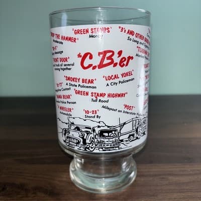 Vintage C.B.'er CB Radio Sayings Lingo 32 oz Drinking Glass Trucker Driver Gift