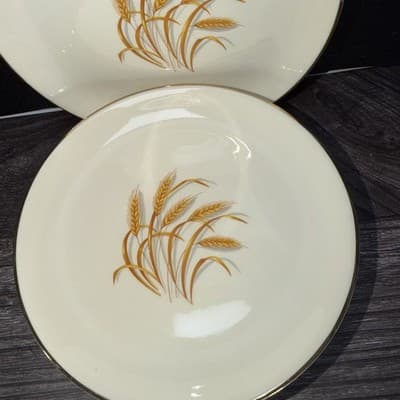 6 Homer Laughlin China Golden Wheat Desert Side Plates Yellow 22K Gold Trim 6” - Thumbnail 2