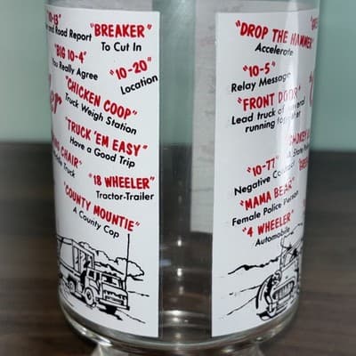 Vintage C.B.'er CB Radio Sayings Lingo 32 oz Drinking Glass Trucker Driver Gift - Thumbnail 6