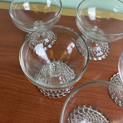 Anchor Hocking Bubble Foot Sherbet Dessert Champagne Glasses Set 6 Barware - Thumbnail 5