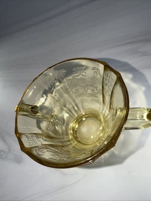 Federal Glass Amber Sugar Bowl Depression Glass Vintage 1930s Madrid Pattern - Thumbnail 3