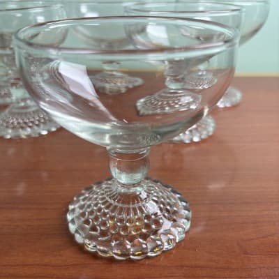 Anchor Hocking Bubble Foot Sherbet Dessert Champagne Glasses Set 6 Barware - Thumbnail 7