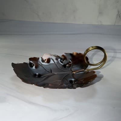 Vintage Gregorian Copper Leaf-Shaped Dish Handcrafted, Made in USA - Thumbnail 4