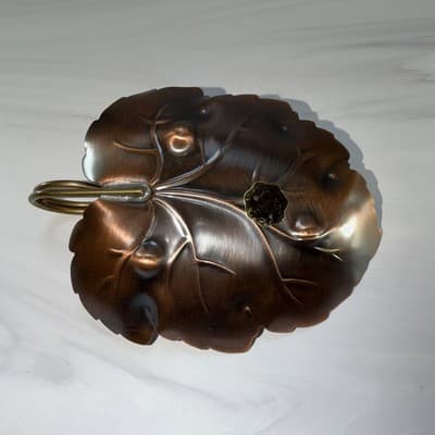 Vintage Gregorian Copper Leaf-Shaped Dish Handcrafted, Made in USA - Thumbnail 6