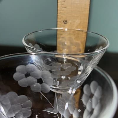 Vintage Corsage Etched Crystal Cordial Stemmed 5.75” Cocktail Glasses Set of 2 - Thumbnail 11