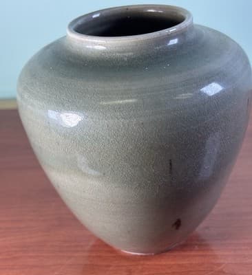 5" Studio Art Pottery Vase Green/Blue Brown High Glaze Nice Form And Heavy - Thumbnail 8