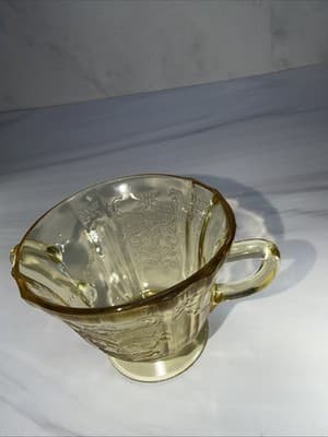 Federal Glass Amber Sugar Bowl Depression Glass Vintage 1930s Madrid Pattern - Thumbnail 7