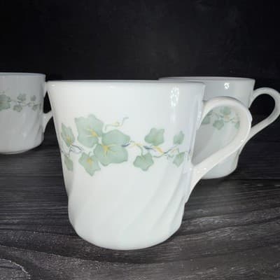 Corning Ware Corelle Coffee Mug Tea Cup Callaway Swirl Ivy Tea Set Of 4 - Thumbnail 2