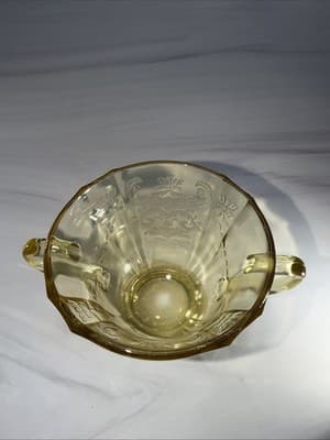 Federal Glass Amber Sugar Bowl Depression Glass Vintage 1930s Madrid Pattern - Thumbnail 2
