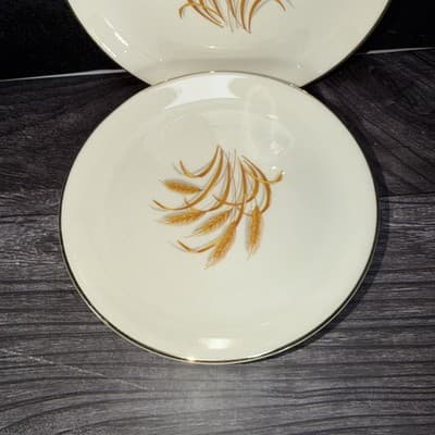 6 Homer Laughlin China Golden Wheat Desert Side Plates Yellow 22K Gold Trim 6” - Thumbnail 6