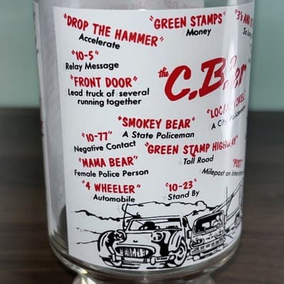 Vintage C.B.'er CB Radio Sayings Lingo 32 oz Drinking Glass Trucker Driver Gift - Thumbnail 7