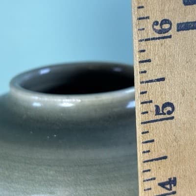 5" Studio Art Pottery Vase Green/Blue Brown High Glaze Nice Form And Heavy - Thumbnail 10