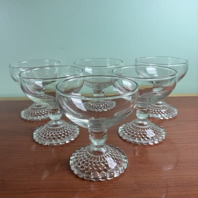 Anchor Hocking Bubble Foot Sherbet Dessert Champagne Glasses Set 6 Barware