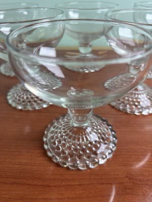 Anchor Hocking Bubble Foot Sherbet Dessert Champagne Glasses Set 6 Barware - Thumbnail 8