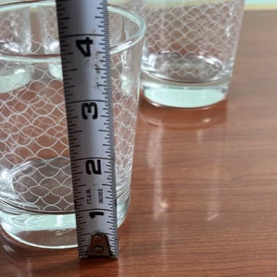 Set 6 Glass Tumbler IKEA Scales Pattern White Criss Cross Fishnet 4" 8 oz - Thumbnail 7