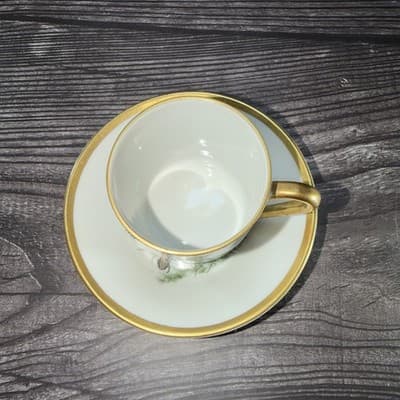 Artibus Portugal Porcelain Tea Cup & Saucer Pheasants Gold Rim Birds Hunting Dog - Thumbnail 2