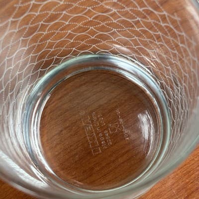 Set 6 Glass Tumbler IKEA Scales Pattern White Criss Cross Fishnet 4" 8 oz - Thumbnail 4