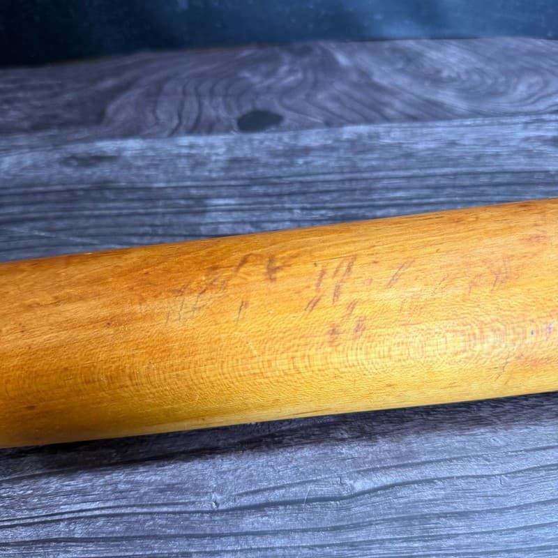Vintage Hand-Turned Wood Rolling Pin with Black Painted Handles 19” - Thumbnail 11