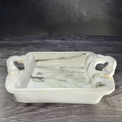 Vtg Studio Art Pottery Jewelry Tray Bathroom Vanity Organizer Tea Tray Square