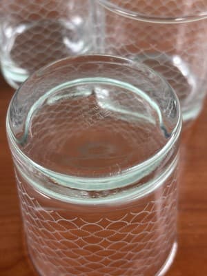 Set 6 Glass Tumbler IKEA Scales Pattern White Criss Cross Fishnet 4" 8 oz - Thumbnail 5