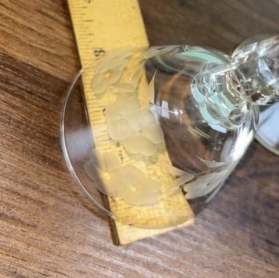 Vintage Corsage Etched Crystal Cordial Stemmed 5.75” Cocktail Glasses Set of 2 - Thumbnail 9