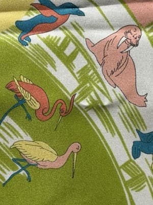 Vintage Scarf Head-wrap Made In Italy 21 X 23” Square Zoo Scene Families Lion - Thumbnail 11