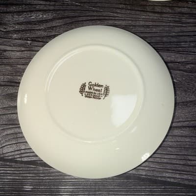 6 Homer Laughlin China Golden Wheat Desert Side Plates Yellow 22K Gold Trim 6” - Thumbnail 5
