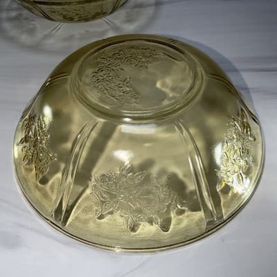 DEPRESSION GLASS FEDERAL Yellow/Amber Sharon Cabbage Rose Severing Bowl Set Of 2 - Thumbnail 9