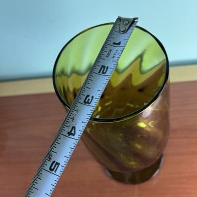 Vintage Empoli Italian Art Glass Stem Vase Olive Green 8.5” H Optic Swirl Tall - Thumbnail 13