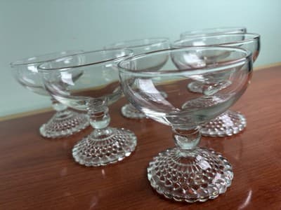 Anchor Hocking Bubble Foot Sherbet Dessert Champagne Glasses Set 6 Barware - Thumbnail 2