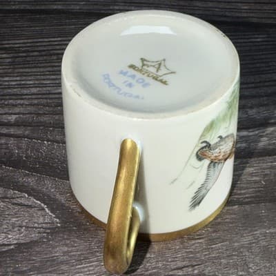 Artibus Portugal Porcelain Tea Cup & Saucer Pheasants Gold Rim Birds Hunting Dog - Thumbnail 11