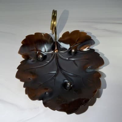 Vintage Gregorian Copper Leaf-Shaped Dish Handcrafted, Made in USA - Thumbnail 3