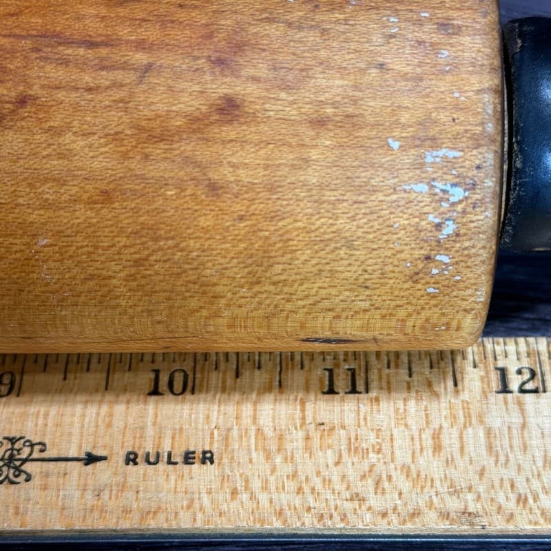 Vintage Hand-Turned Wood Rolling Pin with Black Painted Handles 19” - Thumbnail 14