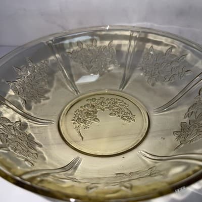 DEPRESSION GLASS FEDERAL Yellow/Amber Sharon Cabbage Rose Severing Bowl Set Of 2 - Thumbnail 4