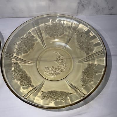 DEPRESSION GLASS FEDERAL Yellow/Amber Sharon Cabbage Rose Severing Bowl Set Of 2 - Thumbnail 5