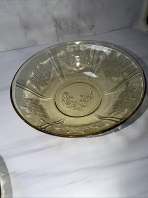 DEPRESSION GLASS FEDERAL Yellow/Amber Sharon Cabbage Rose Severing Bowl Set Of 2 - Thumbnail 15