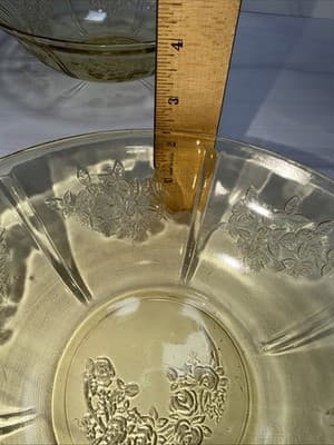 DEPRESSION GLASS FEDERAL Yellow/Amber Sharon Cabbage Rose Severing Bowl Set Of 2 - Thumbnail 12
