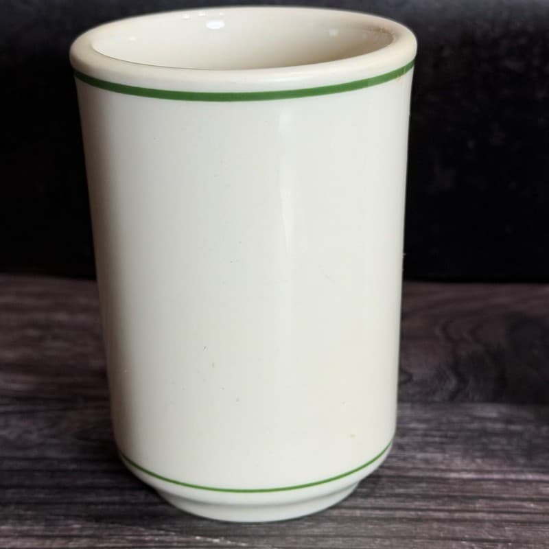 Vintage Buffalo China Restaurant Ware Green Striped Diner Mugs Set of 2 - Thumbnail 9