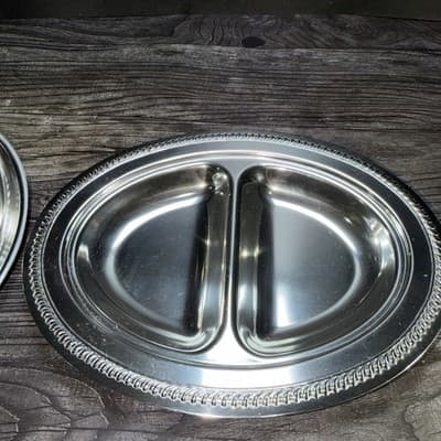 Vintage Art Deco Kensington Aluminum Ware Serving Tray Divided In Two Sections - Thumbnail 8