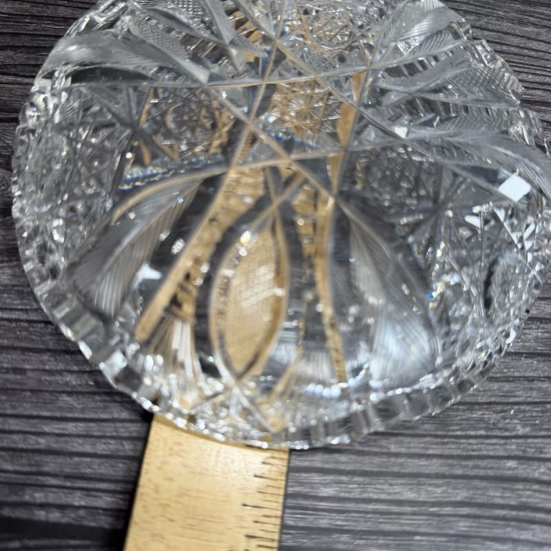 Set of 2 Antique American Brilliant Period Cut Glass Bowls Hobstar and Fan Sawto - Thumbnail 15