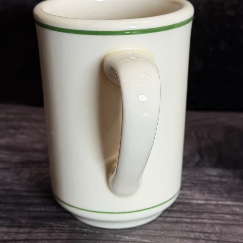 Vintage Buffalo China Restaurant Ware Green Striped Diner Mugs Set of 2 - Thumbnail 7