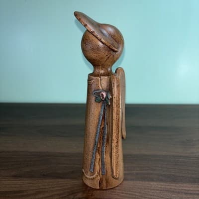 VTG Angel Sculpture Minimalist Wood Tone Mid Century Modern Farmhouse Christmas - Thumbnail 8