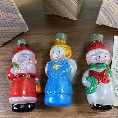 Set Of Three Avon Gift Collection Glass Tree Light Cover Santa, Angel, Snowman - Thumbnail 2