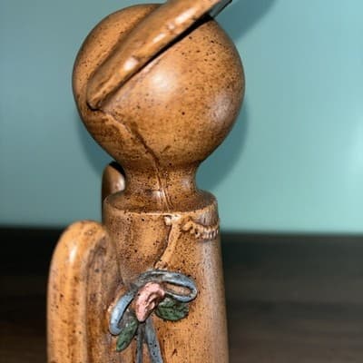 VTG Angel Sculpture Minimalist Wood Tone Mid Century Modern Farmhouse Christmas - Thumbnail 3
